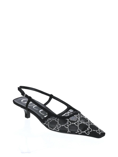 Shop Gucci Gg Slingback Mesh-panel Pumps In Black