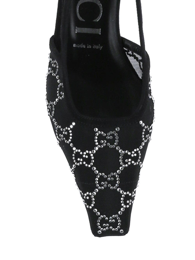 Shop Gucci Gg Slingback Mesh-panel Pumps In Black