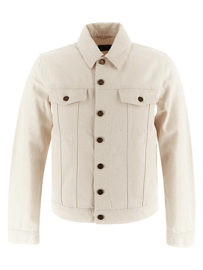 Shop Saint Laurent Denim Jacket In Cream