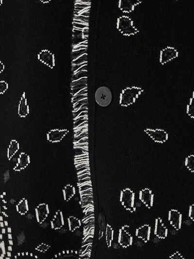 Shop Alanui Pasiley-pattern Intarsia-knit Cardigan In Black