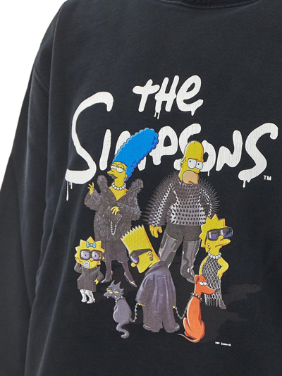 Shop Balenciaga Simpsons Print Hoodie In Black