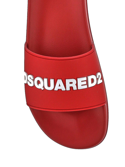 Shop Dsquared2 Logo-print Slides In Red