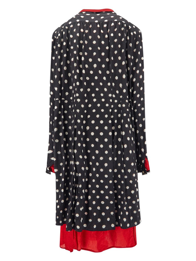 Shop Balenciaga Spray Dots Reversible Coat Dress In Black