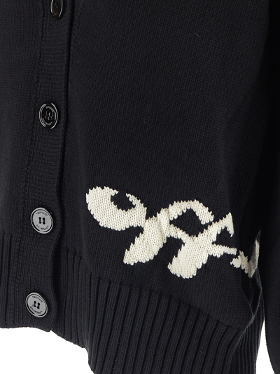 Shop Off-white Logo Intarsia-knit Cardigan In Black
