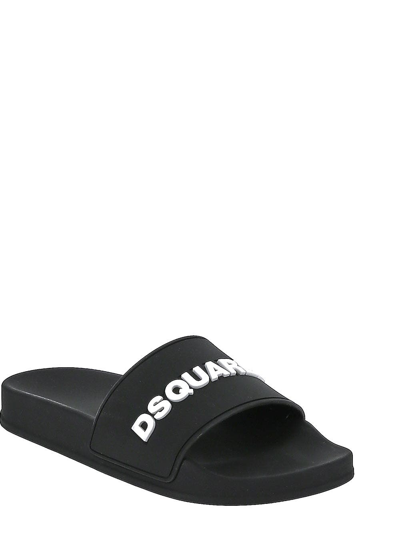 Shop Dsquared2 Logo Embossed Slides In Black