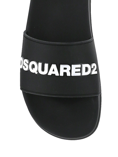 Shop Dsquared2 Logo Embossed Slides In Black