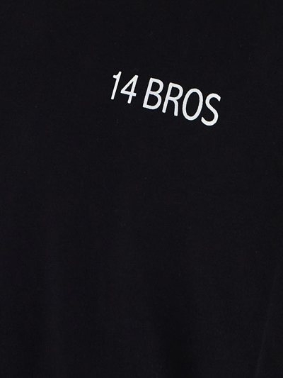 Shop 14 Bros Printed Logo T-shirt In Black