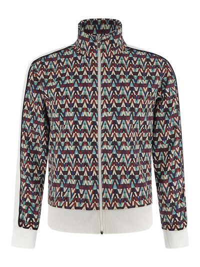 Valentino Stripe-detail Optical Print Jacket In Multicolor