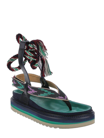 Shop Isabel Marant Ikat Chunky Sandals In Green