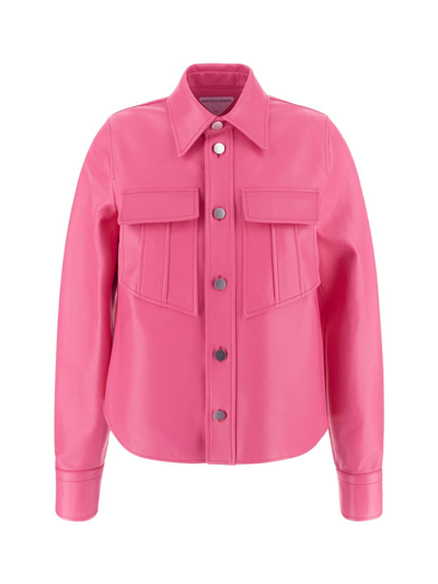Shop Bottega Veneta Leather Shirt In Pink