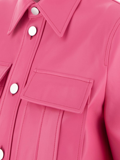 Shop Bottega Veneta Leather Shirt In Pink