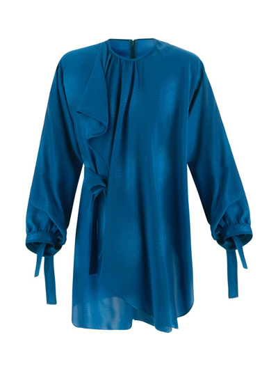Shop Stella Mccartney Mini Belted Dress In Blue