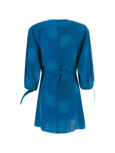 Shop Stella Mccartney Mini Belted Dress In Blue