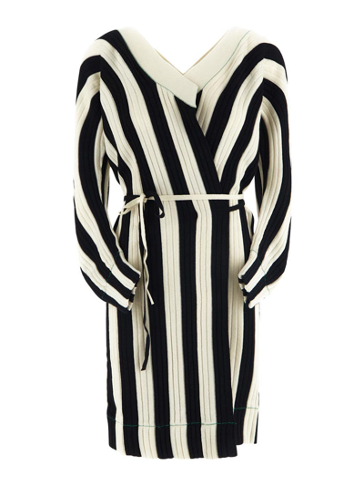 Shop Bottega Veneta Stripe Dress In Black