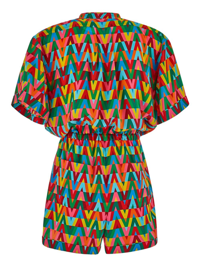Shop Valentino Optical Print Playsuit In Multicolor