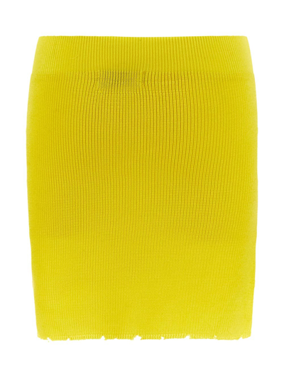 Shop Laneus Knitted Skirt In Yellow