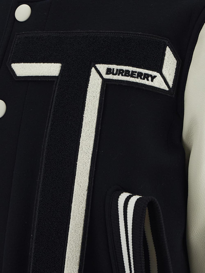 Shop Burberry Varsity Jacket In Black