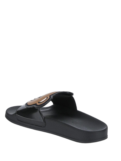 Moschino Couture Slide Teddy Bear Sandals In Black