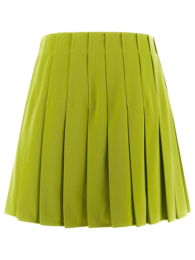 Shop Bottega Veneta Button Pleated Mini Skirt In Green