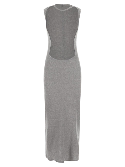 Shop Loewe Leather Panel Dress In Grey