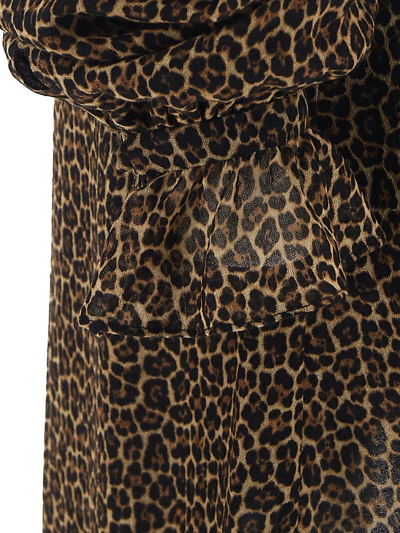 Shop Saint Laurent Leopard Print Dress In Brown