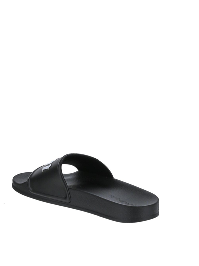 Shop Palm Angels Logo Print Slides In Black