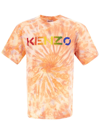 Shop Kenzo Tie-dye T-shirt In Orange