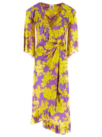 Shop Vetements Acid Flower Wrap Dress In Purple