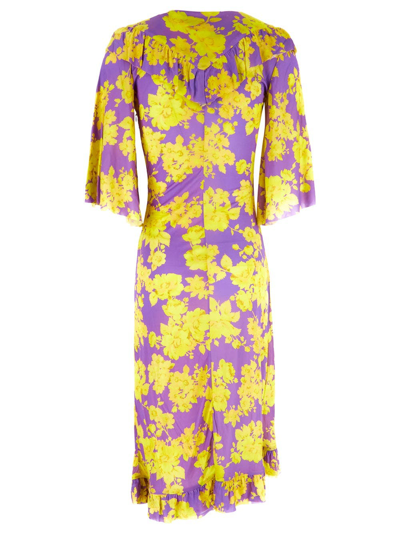 Shop Vetements Acid Flower Wrap Dress In Purple