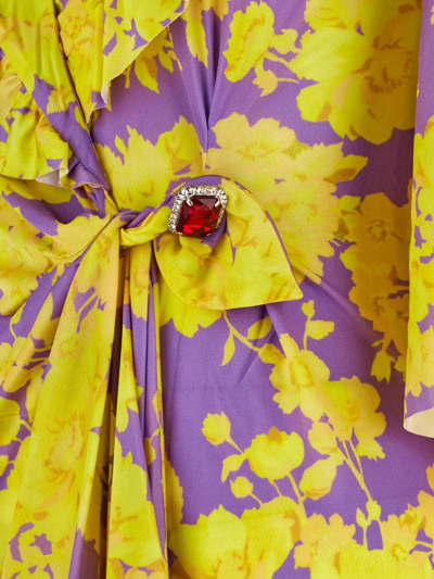 Shop Vetements Acid Flower Wrap Dress In Purple