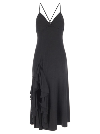 Shop Loewe Ruffle Dress In Black