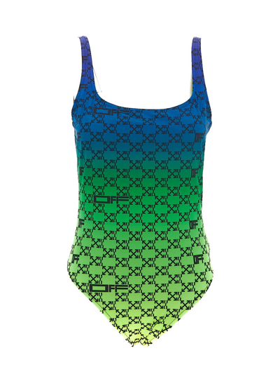 Shop Off-white Logo-print Gradient Swimsuit In Multicolor