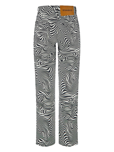 Shop Vetements Zebra Print Trousers In White