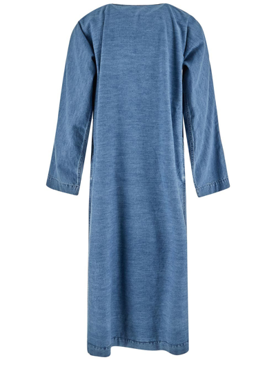 Shop Valentino V Detailed Denim Dress In Blue
