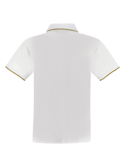 Shop Versace Jeans Couture Logo Embroidered Polo Shirt In White