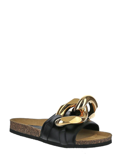 Shop Jw Anderson Chain-link Slides In Black