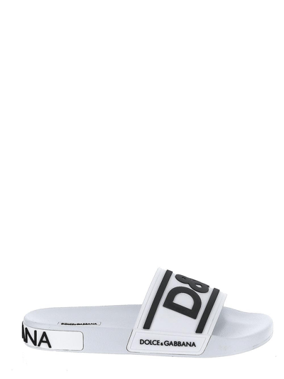 Shop Dolce & Gabbana Rubber Slides In White