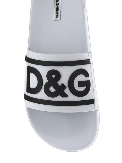 Shop Dolce & Gabbana Rubber Slides In White