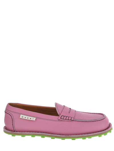 Shop Marni Pink Loafers
