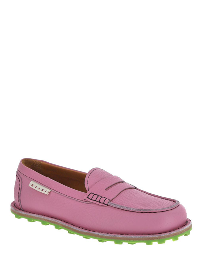 Shop Marni Pink Loafers