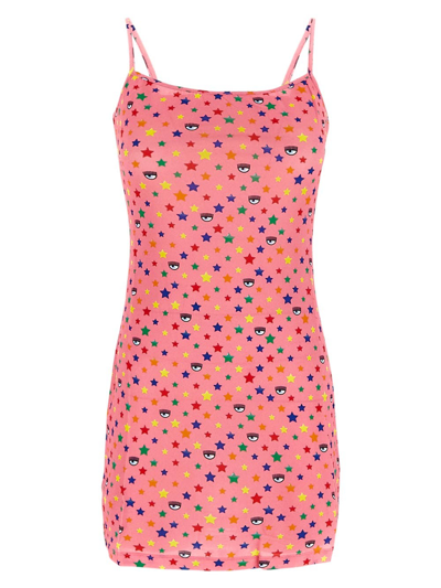 Shop Chiara Ferragni Rainbow Star Dress In Pink