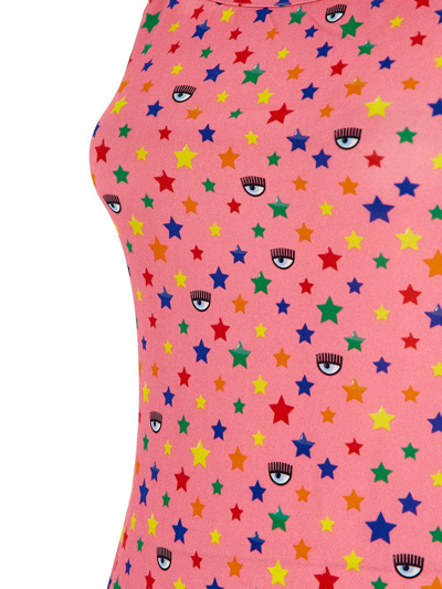 Shop Chiara Ferragni Rainbow Star Dress In Pink