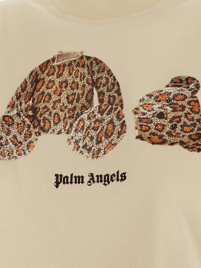 Shop Palm Angels Leopard Bear Cropped T-shirt In White