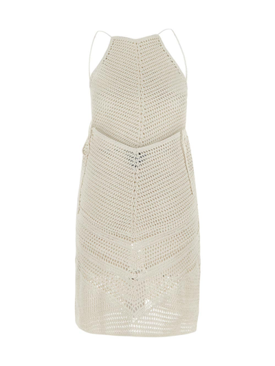 Shop Bottega Veneta Crochet Dress In White