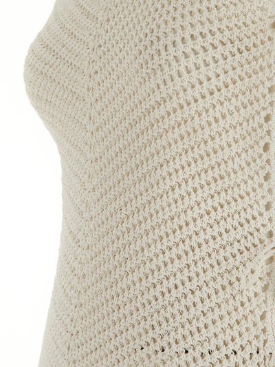 Shop Bottega Veneta Crochet Dress In White