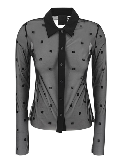 Shop Givenchy All-over Logo Embroidery Shirt In Black