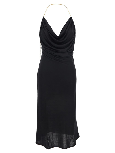 Shop Loewe Chain Draped Dress In Black