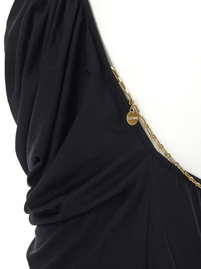 Shop Loewe Chain Draped Dress In Black