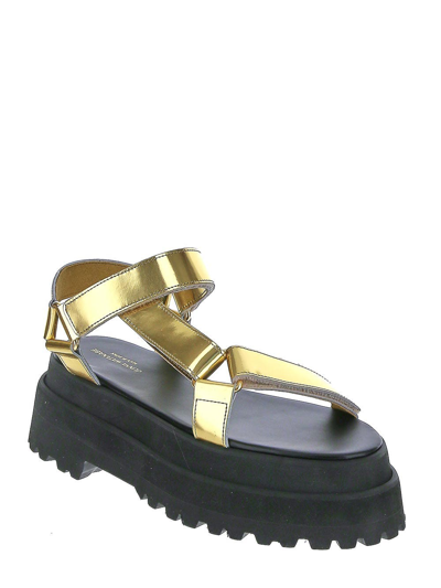 Shop Junya Watanabe Gold-tone Sandals In Metallic