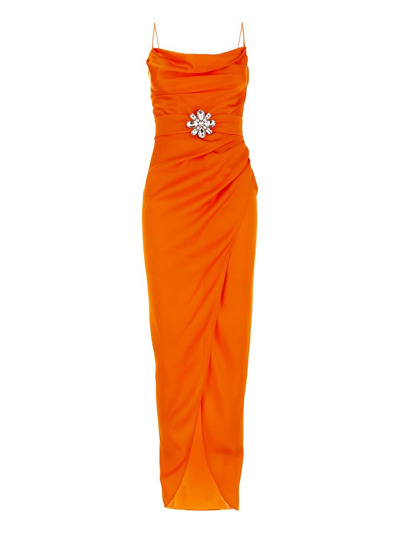 Shop Alessandra Rich Evening Dress In Orange